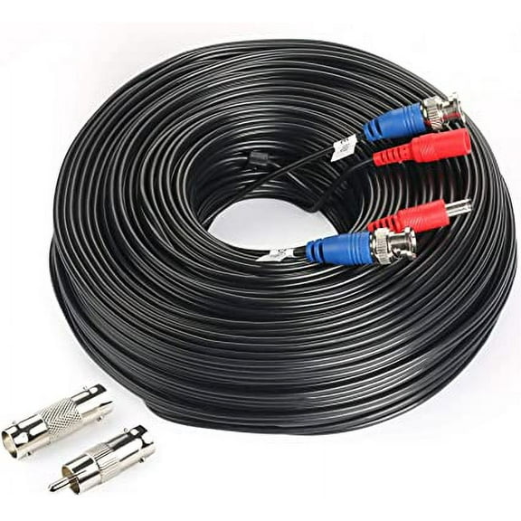 SHD 2Pack 200Feet BNC Vedio Power Cable Pre-Made Al-in-One Camera Video BNC Cable Wire Cord for Surveillance CCTV Security System with Connectors(BNC Female and BNC to RCA)