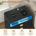 thumbnail image 4 of Nightstand with Charging Station and LED Lights, Modern Bedside Table W/3 Storage Drawers, Curved Profile Design, Classic Black, 4 of 6