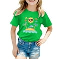 thumbnail image 2 of Kids Shirts Girls Size 10-12 Cartoon Print Fashion Short Sleeve T Shirts Round Neck Basic Shirts T-Shirts Toddler To Big Kid Green,130, 2 of 4