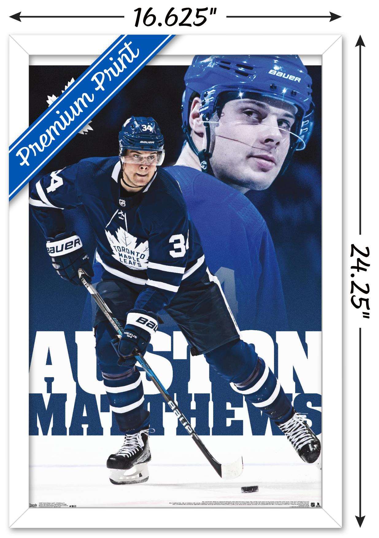 NHL Toronto Maple Leafs - Austin Matthews 17 Wall Poster, 14.725" x 22.375", Framed