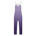 thumbnail image 6 of QATAINLAV Sleeveless Jumpsuits for Women Casual Loose Spaghetti Strap Overalls Wide Leg One Piece Pants with Pockets, Purple, M, 6 of 8