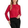 thumbnail image 1 of BLUSA DE CHIFFON CON CUELLO ALTO INSPIRADA EN CHIC OTOÑO INVIERNO PARA MUJER, CAMISA DE MANGA LARGA DE NEGOCIOS CASUAL TAMAÑO XS ROJO, 1 of 6