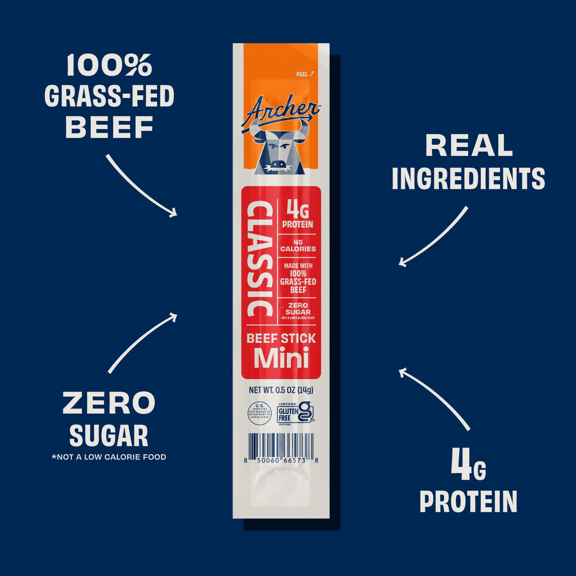 Archer Classic Beef Mini Jerky Sticks, 0.5 oz, 8 Count