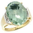 thumbnail image 1 of 14K Yellow Gold Diamond Natural Green Amethyst Ring Oval 16x12mm, size 5, 1 of 4