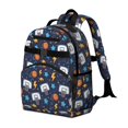 thumbnail image 2 of Basketball and Star Navy Pattern Cute School Backpack Bag for School with Padded Back and Adjustable Shoulder Straps 15.25"x11.5"x5.25", 2 of 5