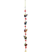 Rastogi Handicrafts Decorative Hanging Five Hand Painted Multi Color Resin Elephant with Beads and Brass Bell Size-76 cm