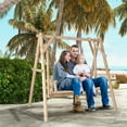 thumbnail image 5 of Gymax Wooden Swing Frame 67'' Solid Wood Heavy Duty A-Frame Stand with Bars Porch Lawn, 5 of 10