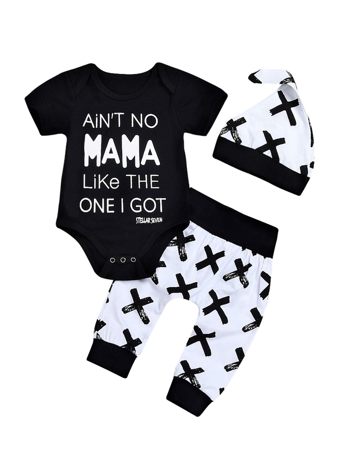 US 3pcs Newborn Baby Star Striped Tops T-shirt+Pants Outfit Boy Girl Clothes Set 