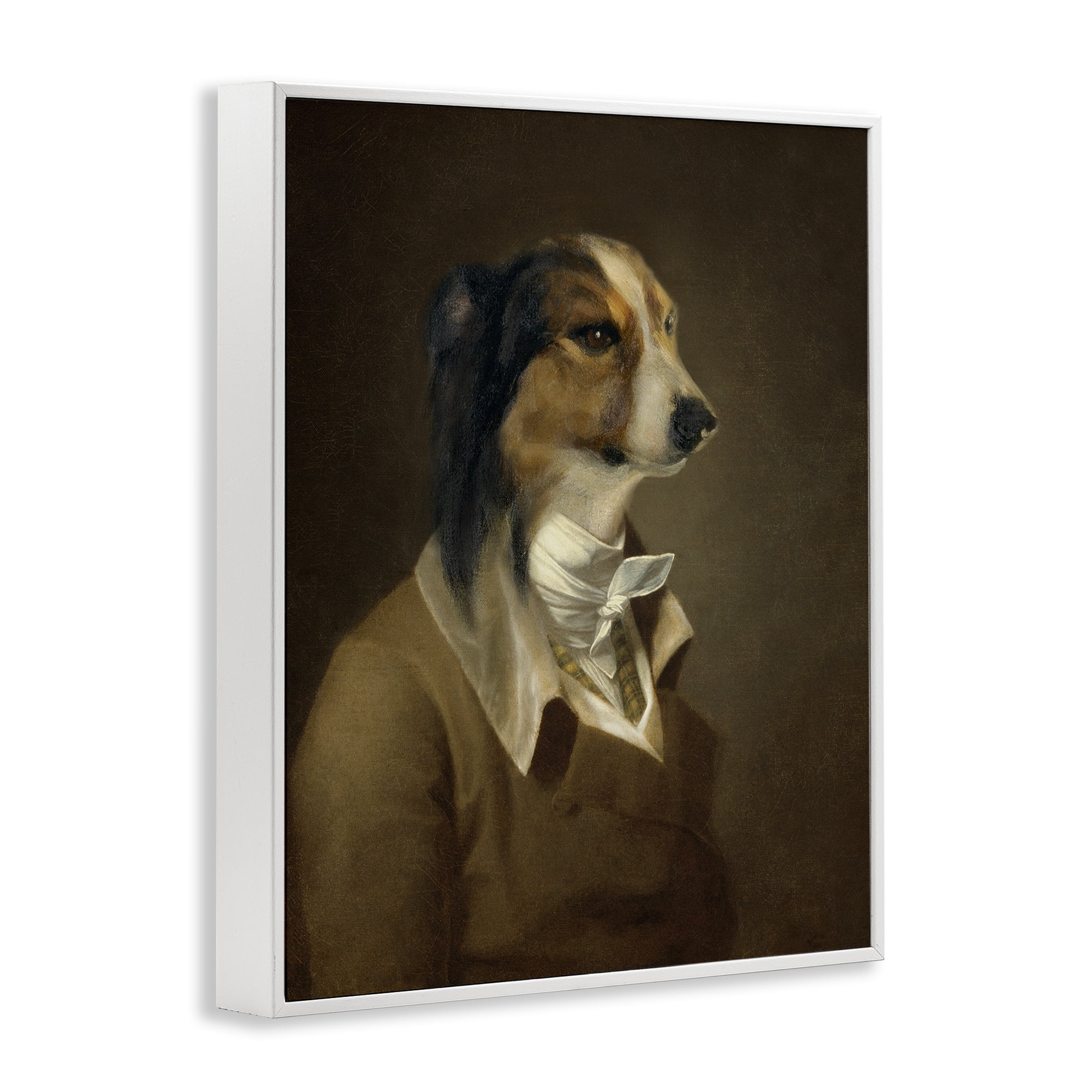Stupell Industries Classic Attire Dog Portrait Animals & Insects Painting White Framed Art Print Wall Art, 24 x 30