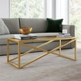 thumbnail image 2 of Pemberly Row Brass and Gold Rectangular Coffee Table with Glass Top, 2 of 8