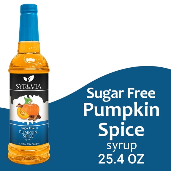 Syruvia Pumpkin Spice Sugar Free Coffee Syrup No-Calorie Coffee Sauce for Coffee, Lattes, Shakes, Smoothies, Desserts, 25.4 Fl. Oz