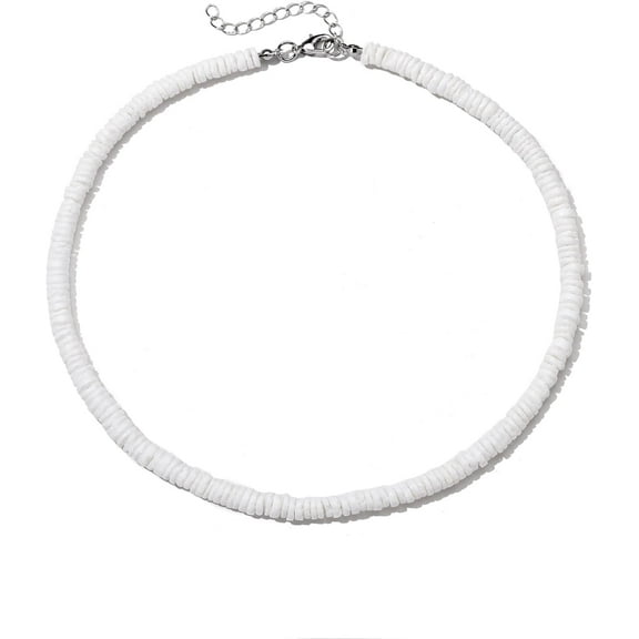 White Puka Shell Necklace Hawaiian Cowire Shell Necklace Sea Shell Pearl Beach Choker Necklace Handmade Adjustable Summer Clavicle Necklace Surfer Jewelry For Women Men[o2688]