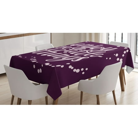 

Enjoy the Little Things Tablecloth Words of Wisdom with Dots Hand Drawn Motivation Boost Rectangular Table Cover for Dining Room Kitchen 60 X 84 Inches Pale Mauve and Purple by Ambesonne
