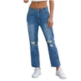 thumbnail image 2 of VBVC Women's Drawstring Stretch Denim Joggers,High Waist Pull On Cropped Jeans For Women,Ladies Light Wash Skinny Pants with Pockets,Blue,S-2XL, 2 of 5