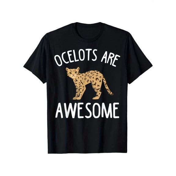 Ocelot Apparel - Amazing Funny Ocelots Cat Lover Design T-Shirt, A great gift, Unisex Cotton Casual Round Neck Outdoor Short Sleeve T-Shirt, 100% Cotton, S-XXXL