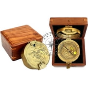 Watts & Sons Ltd Antique Brass Brunton Nautical Surveyor Pocket Compass with Wooden Box