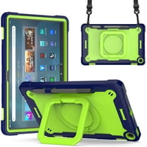 zukof Case for Amazon Fire Max 11" Tablet, Kids friendly Dual Layer Heavy Duty Hybrid Rugged Shockproof Protective Cover Case with Kickstand and strap for 2023 Fire Max (Navy Blue/Green)