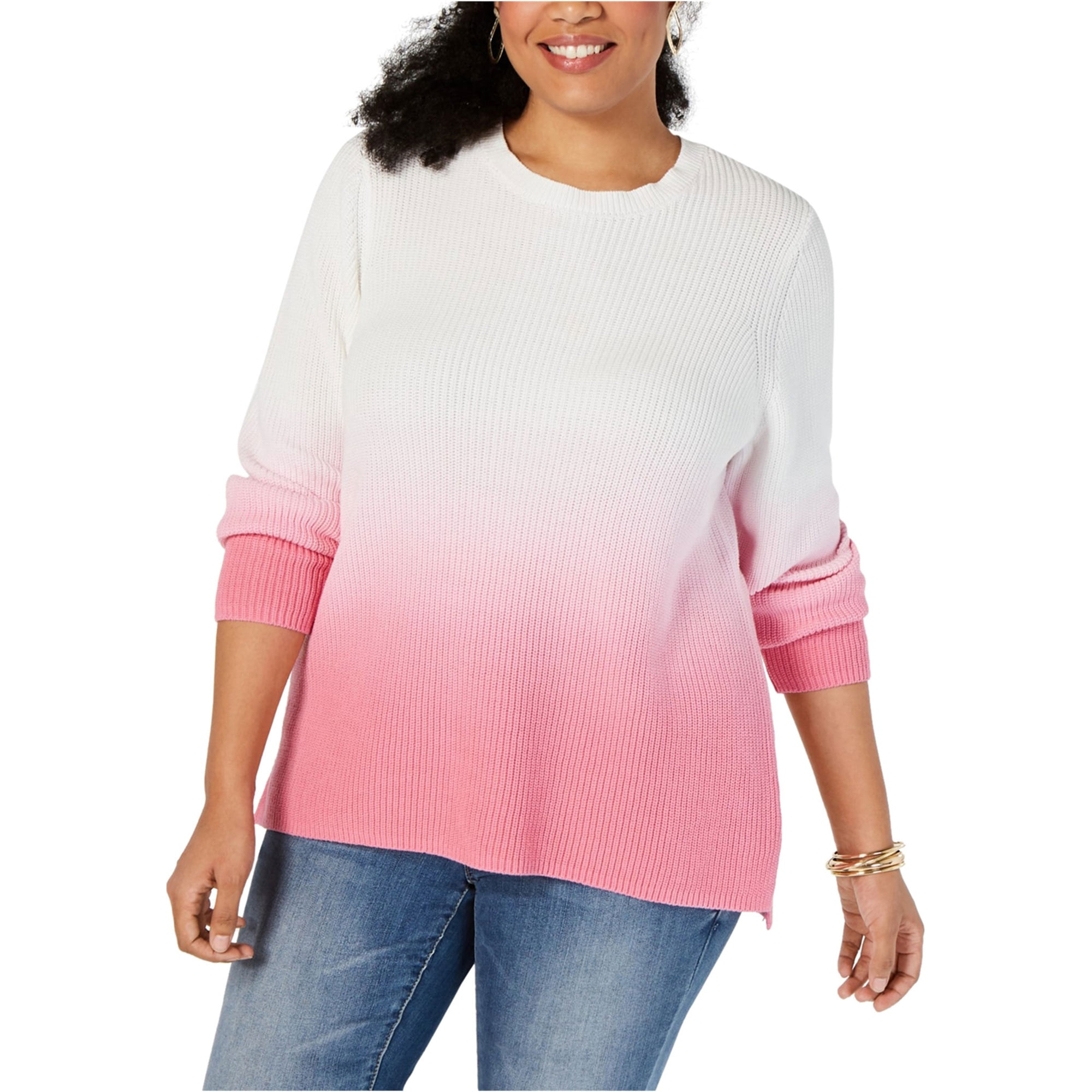 I N C Womens Ombre Pullover Sweater Pink 1X
