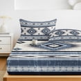 thumbnail image 6 of Twin Sze Fitted Sheet Set - Blue Boho 2 Piece Bedding Sets 16" Deep Pocket Fitted Sheet with 1 Pillowcase, Southwestern Ethnic Aztec Retro Geometric Brushed Microfiber Hotel Luxury Bed Sheets, 6 of 9