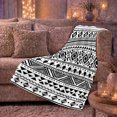 thumbnail image 6 of Black White Zigzag Triangle Diamond Circle Geometric Band Pattern Flannel Blanket For Pattern Fans, Cozy Black Home Decor For Bedroom Living Room Housewarming Gift, 6 of 9