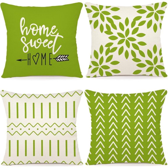 Pillow Covers 20x20 Set of 4, Modern Sofa Throw Pillow Cover, Decorative Outdoor Linen Fabric Pillow Case for Couch Bed Car, Sage Green