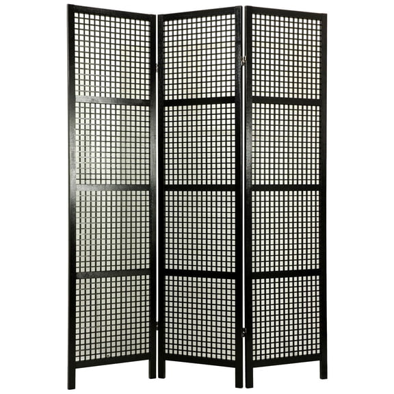 Oriental Furniture 6 ft. Tall Miyagi Shoji Screen - 3 Panel - Black