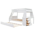 thumbnail image 6 of Harper & Bright Designs Twin Over Full Bunk Bed with Trundle and Built-in Desk, Wooden Bunkbed Frame with Storage Drawers and Shelf for Bedroom, White, 6 of 14