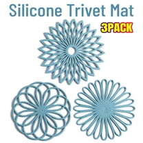 Set of 3 Silicone Trivet Mat - Non-Slip & Heat Resistant Modern Kitchen Hot Pads for Table - Trivet for Hot Dishes, Turquoise