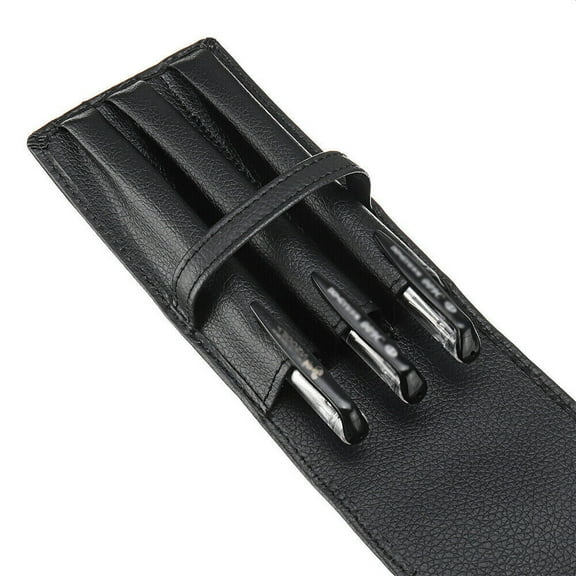 Leather Fountain Pen Case Top Washed Cowhide Pouch For 3 Pens Pen Black Holder USA
