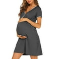 thumbnail image 3 of JLFKNG Maternity Dress For Women Maternity Short Sleeve Hight Waist Dress For Daily Wearing Or Baby Shower Convenient Pregnancy Sundress, 3 of 8