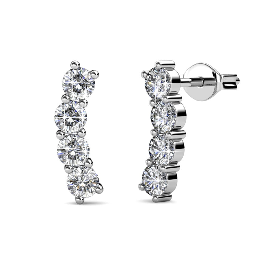 Cate & Chloe Aubree 18k White Gold Plated Drop Earrings with Swarovski Crystals Gift for Women