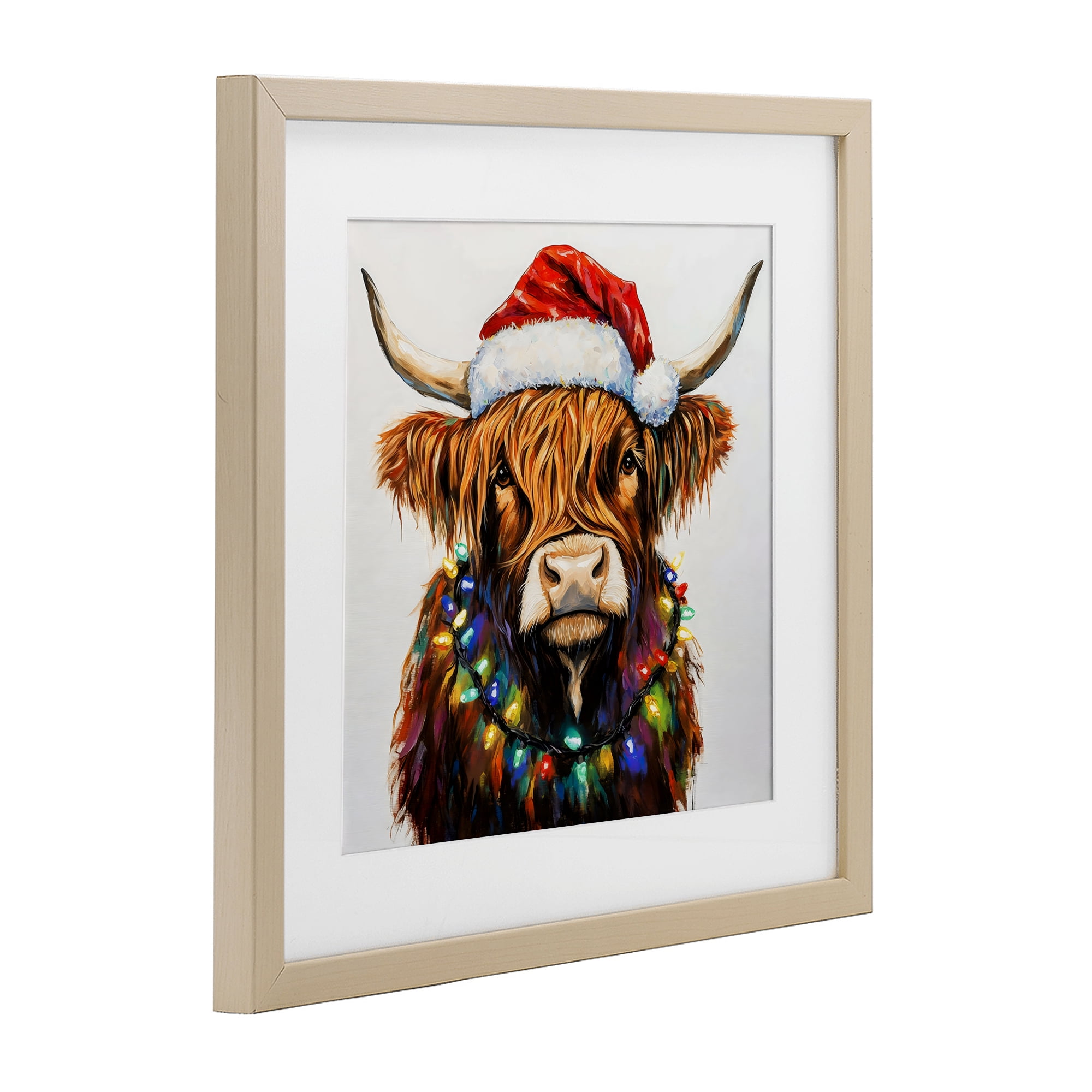 Holiday Lights Bedecked Highland Birch Framed Print Under Glass, design by Petal Prints Design