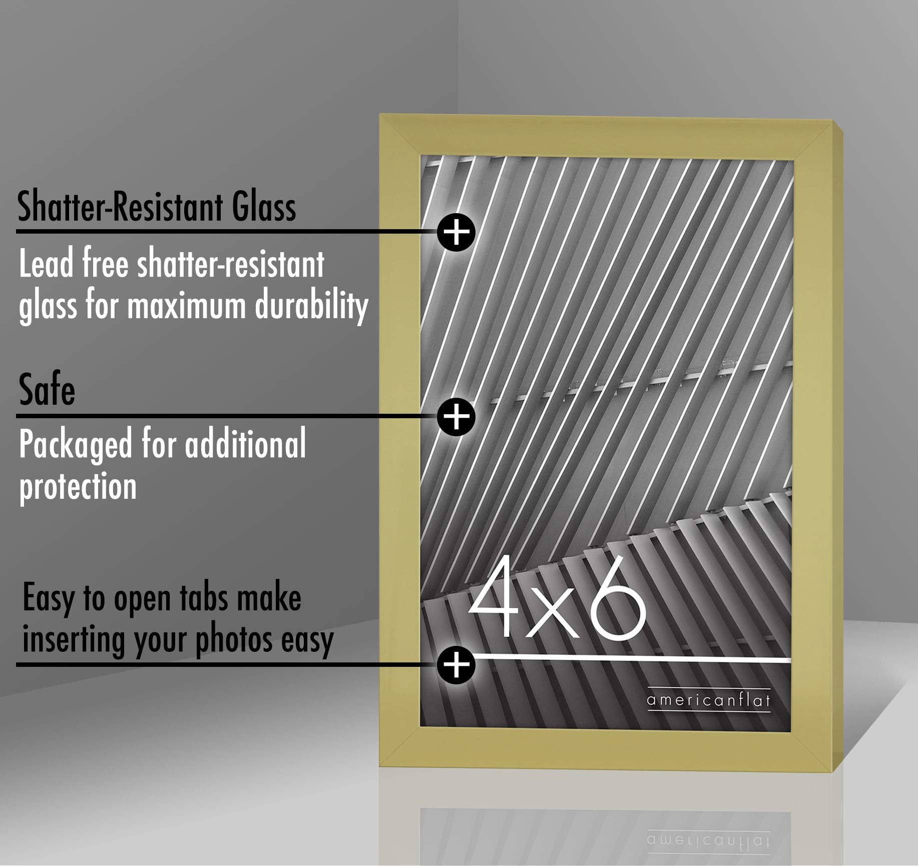 Americanflat 4x6 Picture Frame in Gold with Shatter Resistant Glass - Horizontal and Vertical Formats for Wall and Tabletop