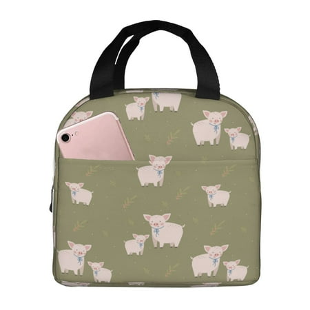 Insulated Lunch Bag for Women Men - Parent-Child Cute Pig Green Leakproof Cooler Lunch Box for Women Men  Lunch Tote Bags for Work School Picnic Travel