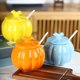 thumbnail image 1 of Tarro de Cerámica con Forma de Calabaza para Té, Especias o Sopa | Azul | Resistente a Altas Temperaturas | Tapa y Cuchara | 12,5 X 12,5 X 12,2 Cm | 600 G, 1 of 6