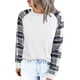 thumbnail image 1 of Casual Cuello Redondo Túnica Top Suelto Mujer Raglan Manga Larga Blusa Camisas para Uso Diario Blanco S, 1 of 6