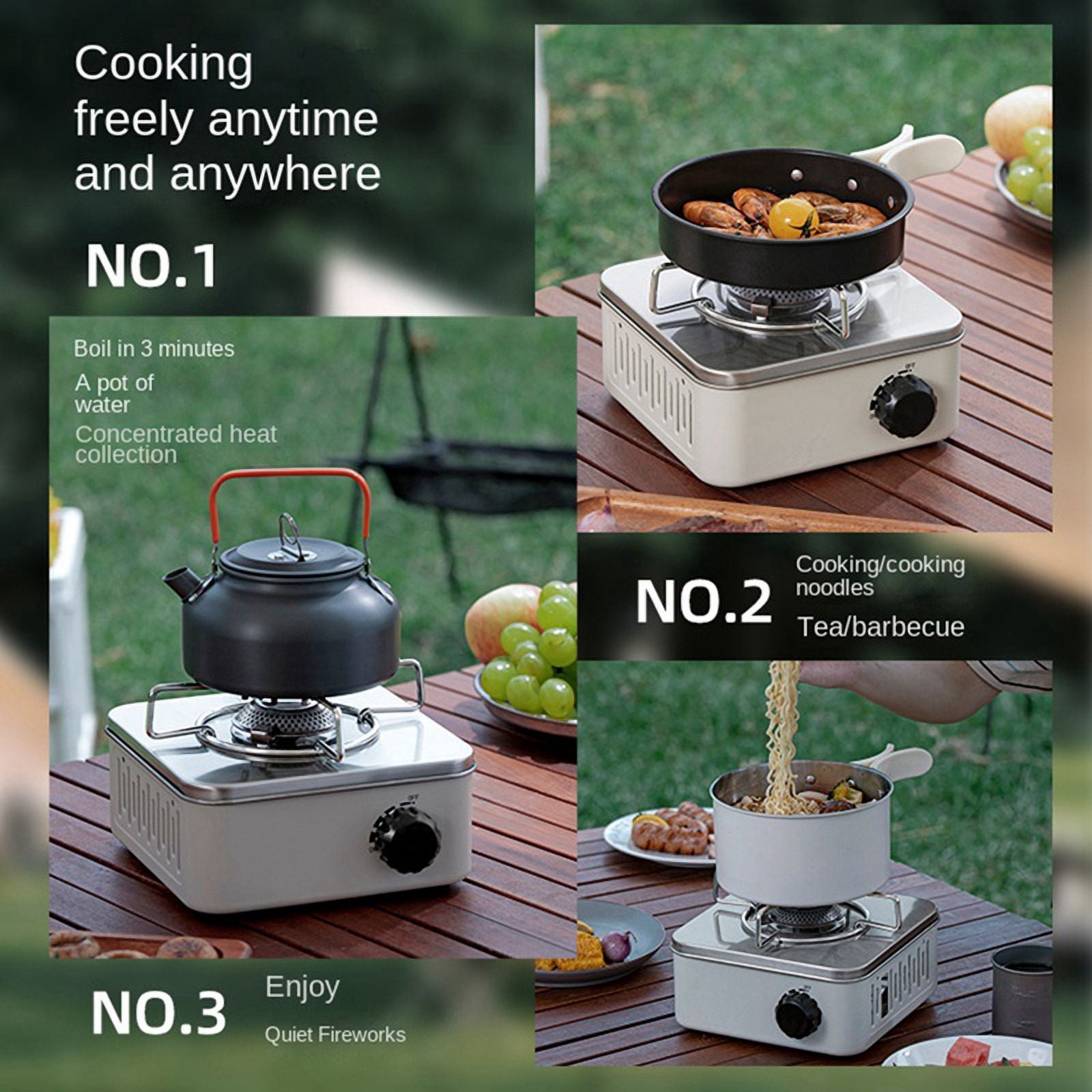 Outdoor Camping Cooking Gas Stove Strong Trips Burner Grill Super Light Travel Supplies Cooking Utensils-Khaki,1 x Camping Gas Stove 1 x Storage Bag,Khaki