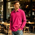 thumbnail image 5 of Long Sleeve Polo Shirts for Men Lightweight Polo Tshirt Collared Travel Shirt Workwear Office Polo Tee with Pocket with Pocket, 5 of 5