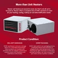 thumbnail image 7 of Reznor 120,000 BTU Gas Unit Propane Garage Heater, Warehouse, and Indoor Shop Heater | LP Fueled, Quiet Forced Air, Ceiling Mount, Low Static Propeller | Vertical Cat 3 Z-Vent Kit | UDXC-125, 7 of 7