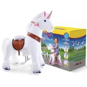 PonyCycle Ride-On Unicorn Toy with Sound and Hand Brake, Kid-Powered, Ages 4–7, White, U404