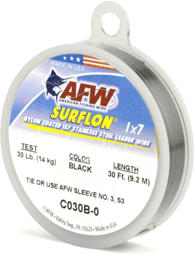 American Fishing Wire Surflon Nylon Coated 1x7 Stainless Steel Leader Wire 30ft 