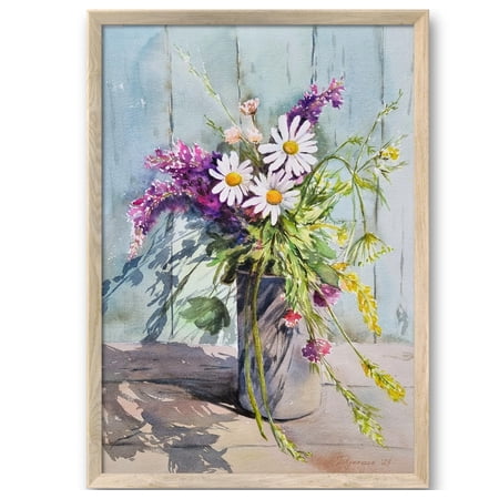Daisy Art Wildflowers Bouque Floral Wall Art Daisies Summer Flowers Arts From Original