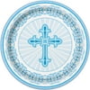 Radiant Cross Religious Paper Dessert Plates, 7in, Blue, 8ct