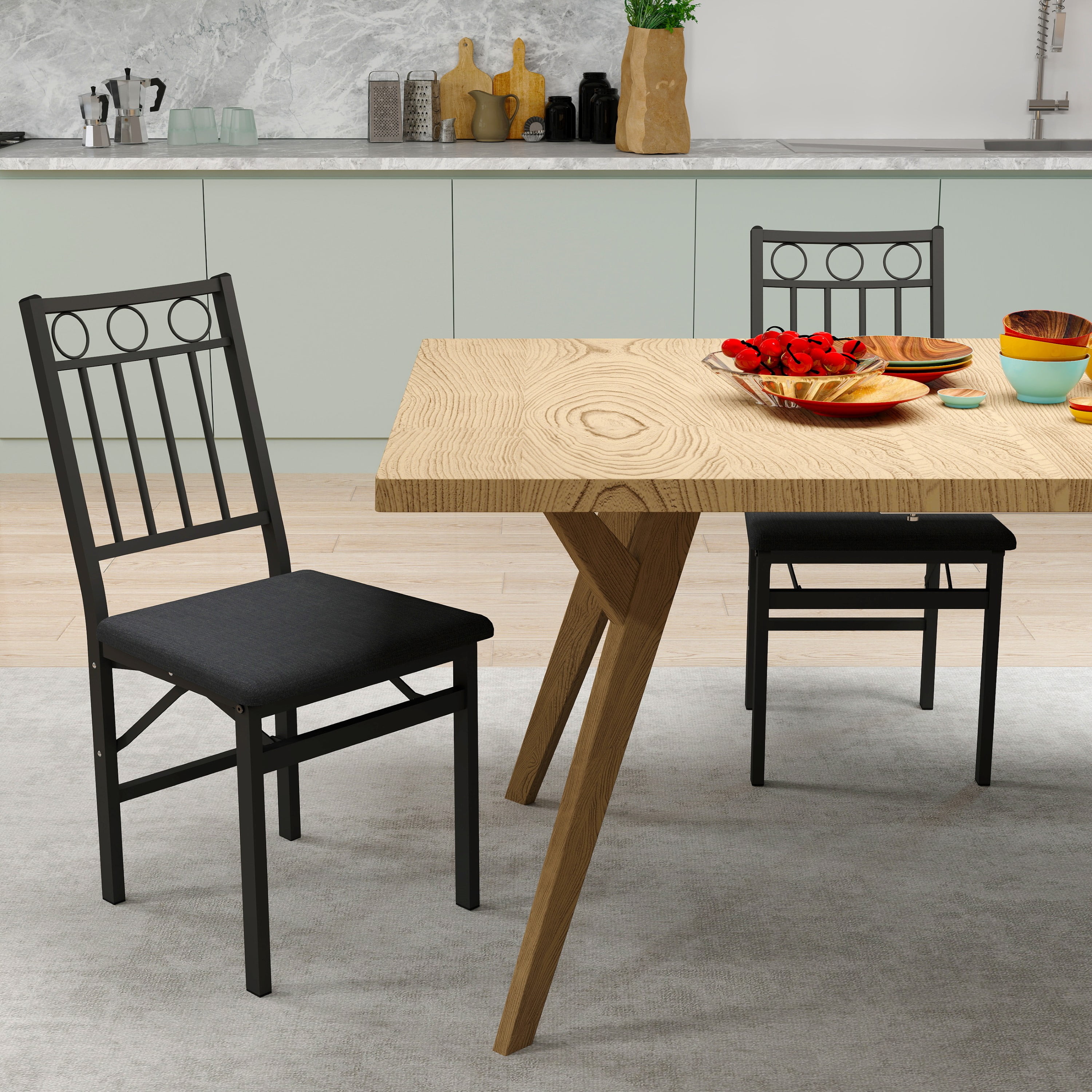 JRHRXXY Folding Dining Chair Set of 2,Foldable Kitchen Chairs with Padded Seat & Metal Frame,No Assembly