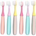 thumbnail image 1 of 6 paquetes de cepillos de dientes para niños, Lovely Little Mushroom, cerdas extra suaves, cepillo de dientes para niños de 1 a 3 años (rosa, amarillo y azul) Namotu XYWJ020, 1 of 6