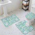 thumbnail image 3 of Pink Sage Green Bathroom Rugs Set Vintage Leaf Abstract Flower Pattern Non Slip Absorbent Soft Bath Mats 3 Piece Set with Bathroom Rug, U-Shaped Floor Mat, Toilet Seat Cover Large Size, 3 of 9