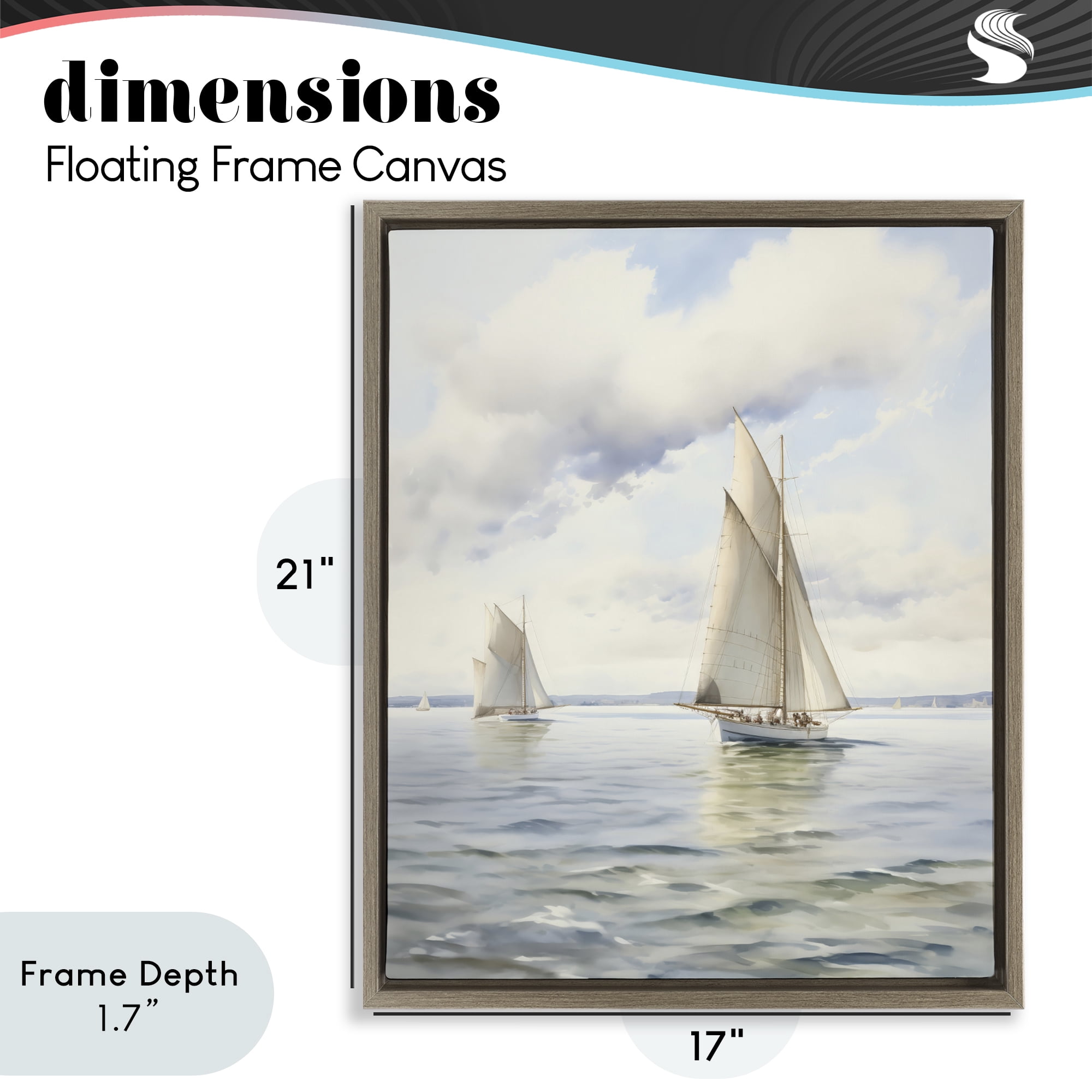 Stupell Industries Sailing Toward a Tranquil Horizon Brown Framed Floater Canvas Wall Art, design by LSR Design Studio
