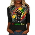 thumbnail image 2 of LYEAA Afrocentric Cultural Tops Women 3/4 Sleeve Round Neck Blouse Soft Cotton Loose Fit Black History Month Commemorative Casual Shirt Multicolor XXXL, 2 of 5