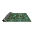 thumbnail image 2 of Ahgly Company Indoor Square Medallion Turquoise Blue Traditional Area Rugs, 5' Square, 2 of 4