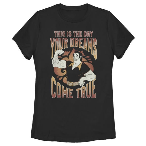 Women's Beauty and the Beast Gaston The Day Your Dreams Come True  Graphic Tee Black 2X Large